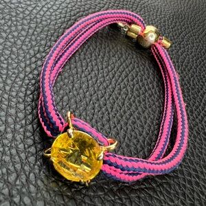 RARE Vintage Juicy Couture Yellow Faceted Square Crystal Glass Bracelet 8"